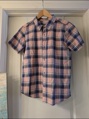Carter's Pink & Navy Plaid Short-Sleeve Button-Down Shirt